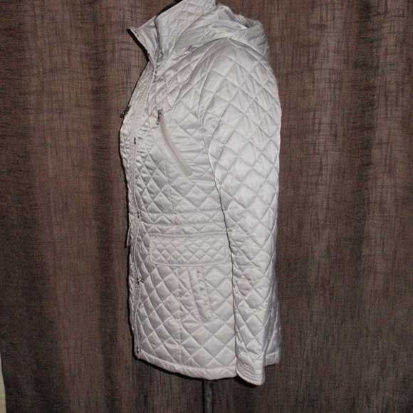 Nautica Silver Gray Quilted Puffer Jacket Removable Hood Sz S - Picture 9 of 16